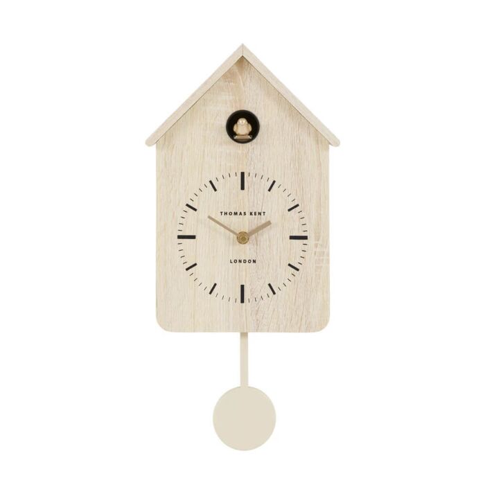Thomas Kent Cuckoo Wall Clock in Washed Oak front
